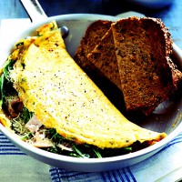 Ham, cheese and spinach omelette