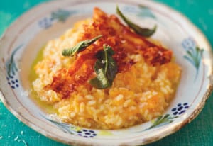Jamie Oliver HomeCooker Recipes; Butternut squash Risotto with crispy pancetta & sage