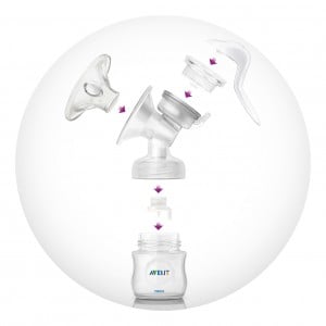 diagram showing philips avent comfort manual breast pump assembly