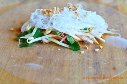 An open roll for this delicious rice paper rolls recipe