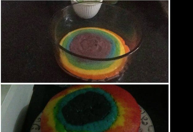 Pressure cooker made Rainbow Cake