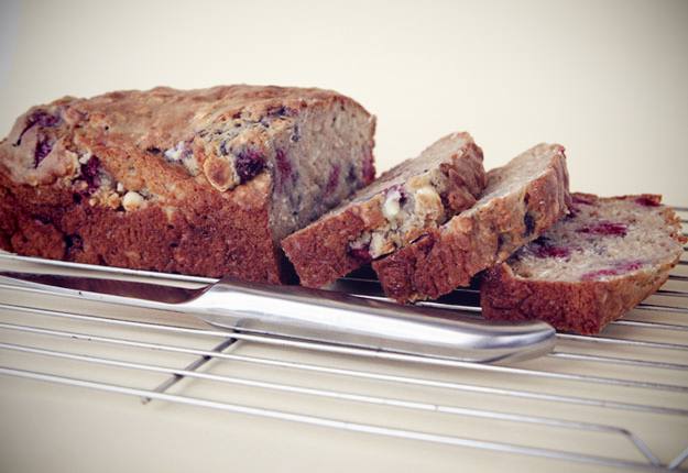 Raspberry oat and white chocolate loaf recipe