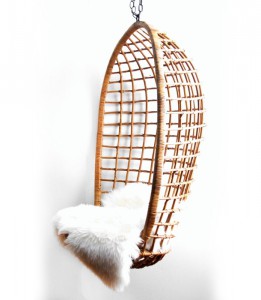 70's wicker hanging chair