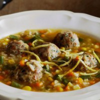 Chicken and herb meatball soup