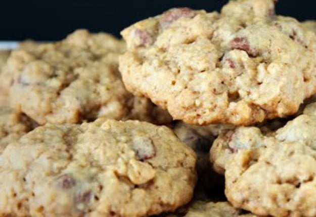 Chewy oat and choc chunk cookies