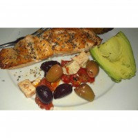 Antipasti with Pepper crusted salmon