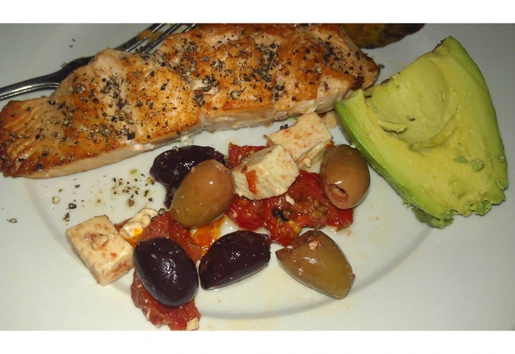 Antipasti with Pepper crusted salmon