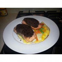 Herb crusted salmon with vegetable fritatta