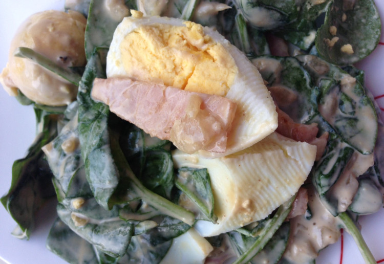 Spinach, Egg and Bacon Salad.