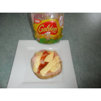 Ham, Cheese & Relish on Golden Crumpet with Oats
