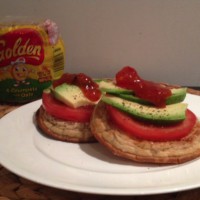 Tomato, Avo and Chilli Relish on Golden® Crumpets with Oats
