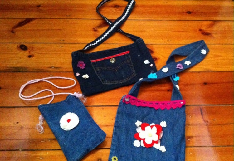 Adorable Lined DIY Bag From Old Jeans - Laura Kelly's Inklings