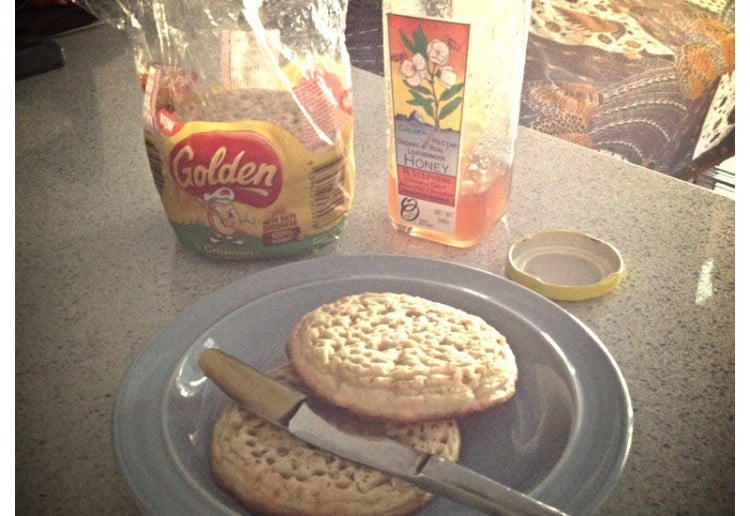 Organic honey on Golden Crumpets with Oats