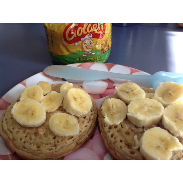 Peanut butter and banana crumpets