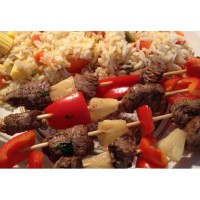 Spring Beef Kebabs & Pineapple Rice.