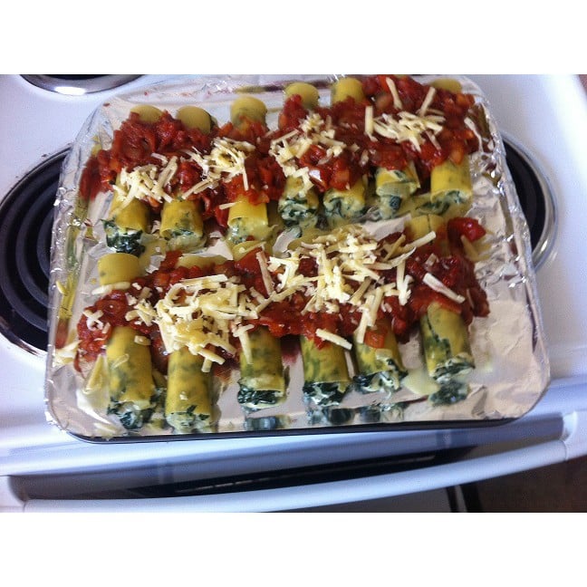 Cheese and spinach cannelloni