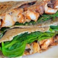 BBQ chicken cheese and spinach wrap