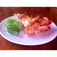 Roasted red capsicum lasagna