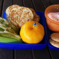 Salmon and corn lunchbox pancakes
