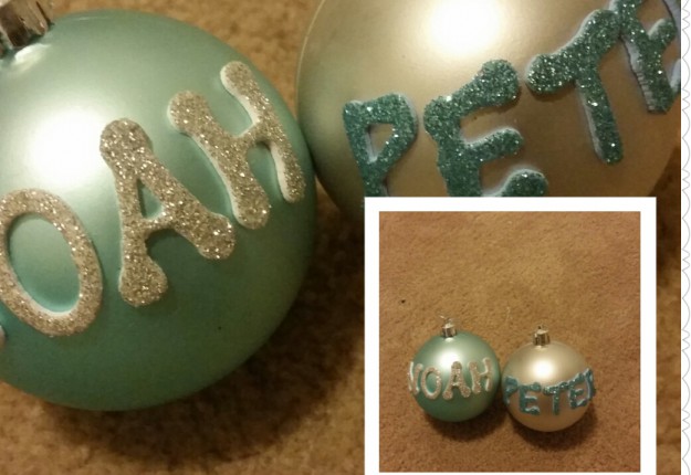 Home made name Christmas balls