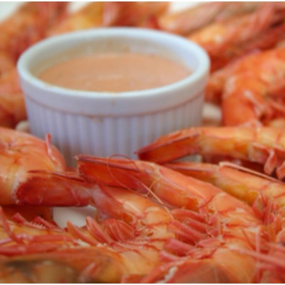 Perfect fresh cooked prawns