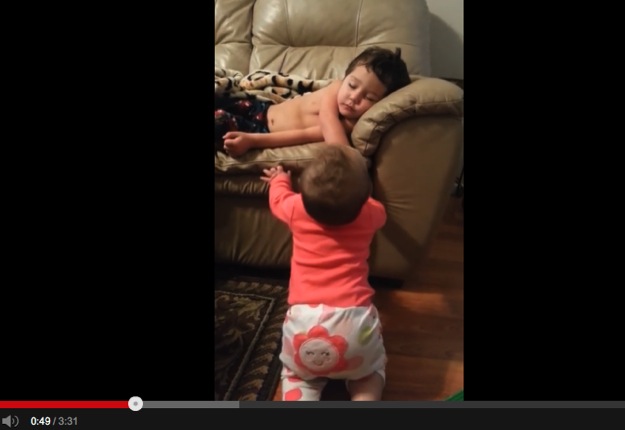Too Cute Watch This Little Sister Try To Wake Up Her Big Brother Mouths Of Mums