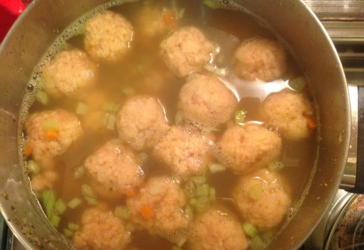 Chicken soup with rice dumplings