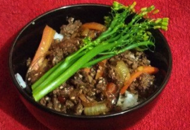 Asian mince beef with rice