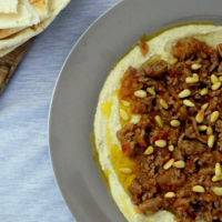 Baba Ghanouj with Minced Lamb and Pine Nuts