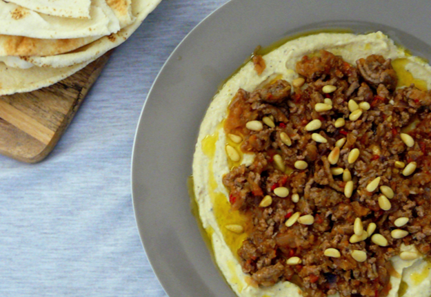 Baba Ghanouj with Minced Lamb and Pine Nuts