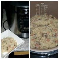 Pressure cooked mushroom and bacon risotto