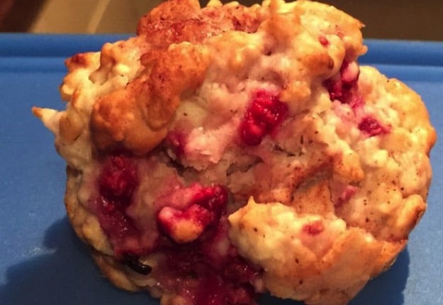 Low fat apple and raspberry muffins