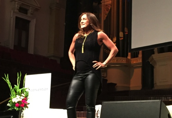 michelle bridges and her baby bump mean business_on stage telling it like it is