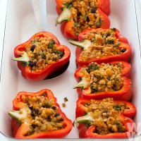 Roasted capsicum with lentil stuffing