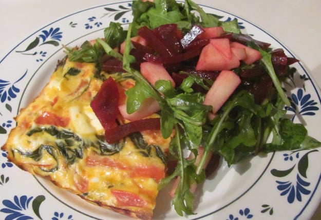 Colourful oven frittata with side salad