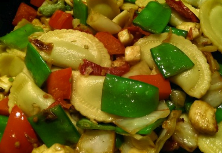 Agnolotti with Asian veggies