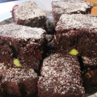 Brownies with cranberries and pistachios