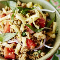 Chicken and watermelon noodle salad