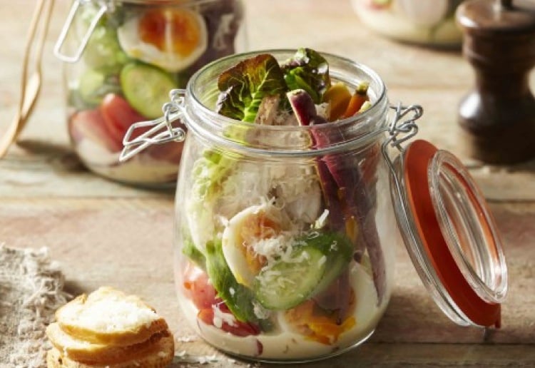 Chicken caesar salad jars