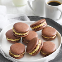 Chocolate and salted caramel macarons