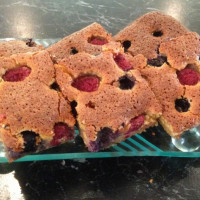 Almond coconut cake with berries