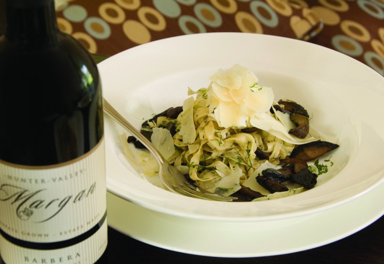 Linguini of wild mushrooms with poached egg