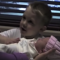 FUNNY VIDEO: Baby meets sister and asks the funniest question!