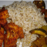 Tandoori chicken and roasted indian vegetable curry