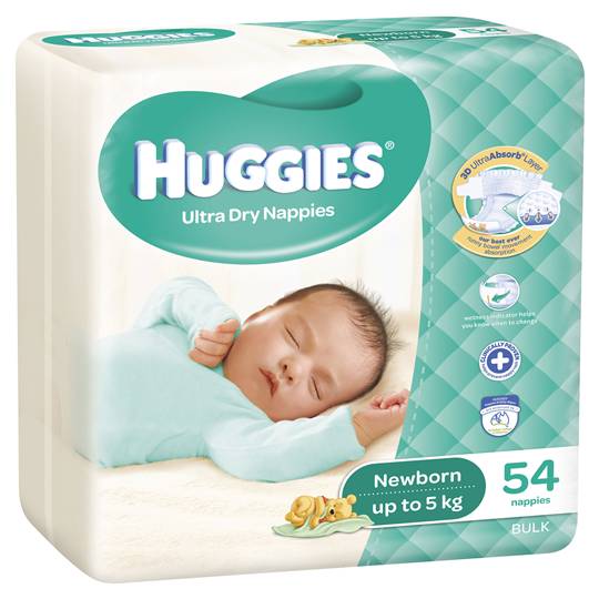 Huggies Ultra Dry Nappies Newborn Up To 5kg Bulk
