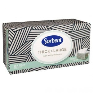 Sorbent Facial Tissues Thick & Large White