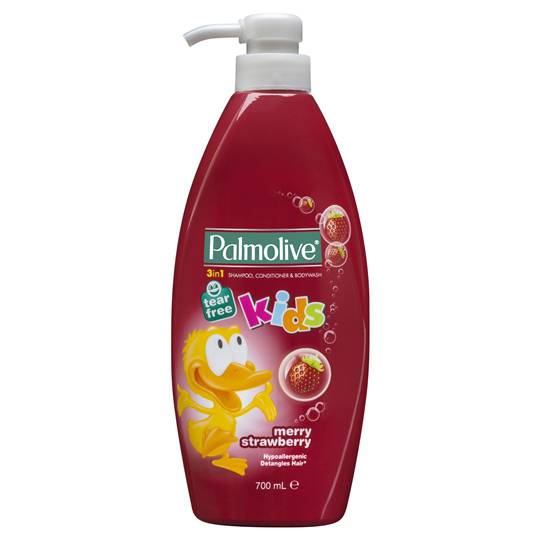 Palmolive Naturals Merry Strawberry 3 In 1 Kids Shampoo Conditioner & Body Wash