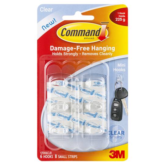 3m Command Mini Hooks Clear