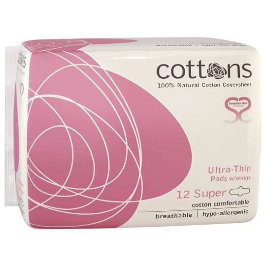 Cottons Ultra Thin Pads With Wings Super