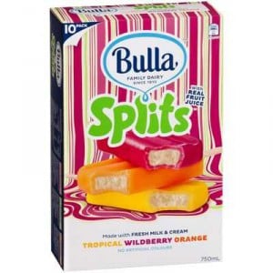 Bulla Splits Ice Cream Wildberry Orange Tropical